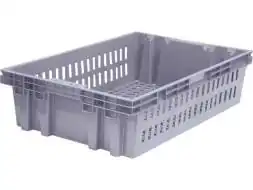 Ящик пластиковый перфорированный, 600x400x152 мм, 27 л, серый [403 ВС]