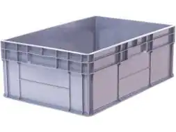 Ящик пластиковый сплошной с гладким дном и закрытыми ручками, 600x400x220 мм, серый [922.02.02.02]