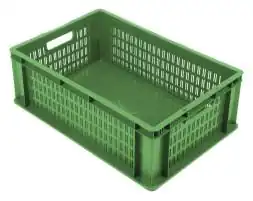 Ящик пластиковый овощной с перфорированными стенками, 600х400х200 мм, зеленый [600400200-21]