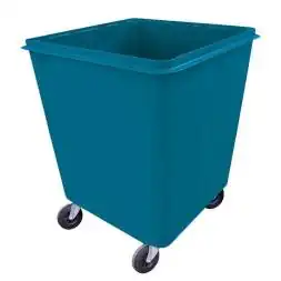 Контейнер мусорный металлический для ТБО/ТКО на колесах без крышки, 750 л (0.75 м³), синий [W075B]