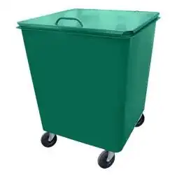 Контейнер мусорный металлический для ТБО/ТКО на колесах с крышкой, 750 л (0.75 м³), зеленый [WL075G]