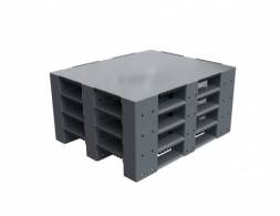 Паллет (поддон) пластиковый усиленный сплошной на 3-х полозьях, 1200х1000x150 мм, серый [02.114F.91.PEF.T10X]