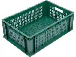 Ящик пластиковый для овощей с перфорированными стенками и дном, 600х400х200 мм, 40 л, зеленый [6420-22]