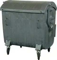 Мусорный контейнер на колёсах металлический оцинкованный, 1100 л (1.1 м³), серебристый [МКЦ-1100]