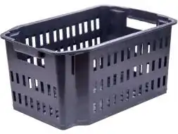 Ящик пластиковый c перфорированными стенками и дном, 535x367x252 мм, 49.5 л, черный [Б364]