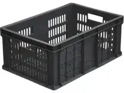 Ящик пластиковый перфорированный, 600x400x250 мм, 46 л, черный [201]