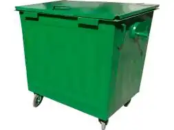 Контейнер для мусора на колёсах с крышкой металлический, 1100 л (1.1 м³), зеленый [КМ 1.1 с крышкой, на колёсах, цв. зеленый]