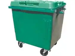 Контейнер для мусора на колёсах металлический с пластиковой крышкой, 1100 л (1.1 м³), зеленый [КТБО-1,1 зелёный]