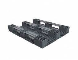 Паллет (поддон) пластиковый усиленный перфорированный на 3-х полозьях, 1200х1000х150 мм, серый [02.114.91.PEF.T20X]