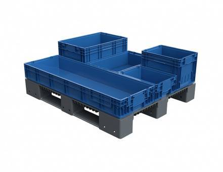 Паллет (поддон) пластиковый усиленный сплошной на 3-х полозьях, 1200х1000x150 мм, серый [02.114F.91.PEF.T20X]