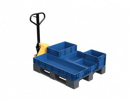 Паллет (поддон) пластиковый усиленный сплошной на 3-х полозьях, 1200х1000x150 мм, серый [02.114F.91.PEF.T20X]