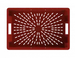 Ящик пластиковый пищевой конусный перфорированный, 600х400х200 мм, красный [12.433.99.PE.R]