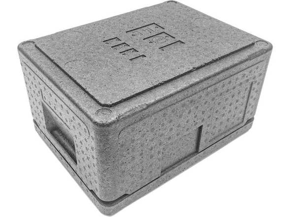 Термобокс пенополипропиленовый с крышкой STP Light, 400х300х220 мм, 14 л, 30 кг/м3, серый