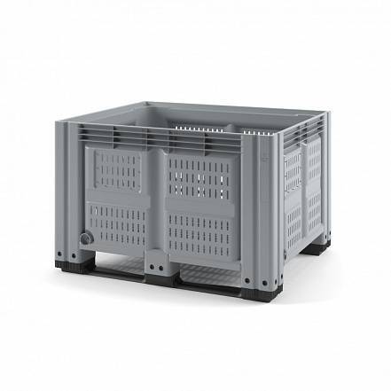Крупногабаритный перфорированный пластиковый контейнер на полозьях IBOX, 1200х1000x780 мм, серый [11.603.92.PE.C9]