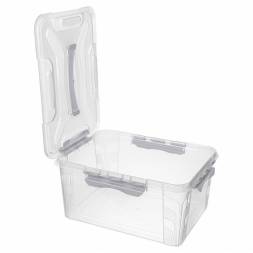 Ящик для хранения универсальный с замками и ручкой Grand box, 15,3л, светло-серый