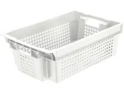 Ящик пластиковый морозостойкий перфорированный, 600x400x200 мм, 48 л, белый [102]