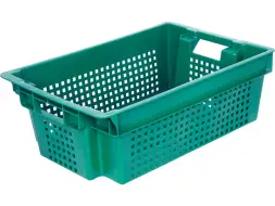 Ящик пластиковый перфорированный, 600x400x200 мм, 48 л, зеленый [102-1]