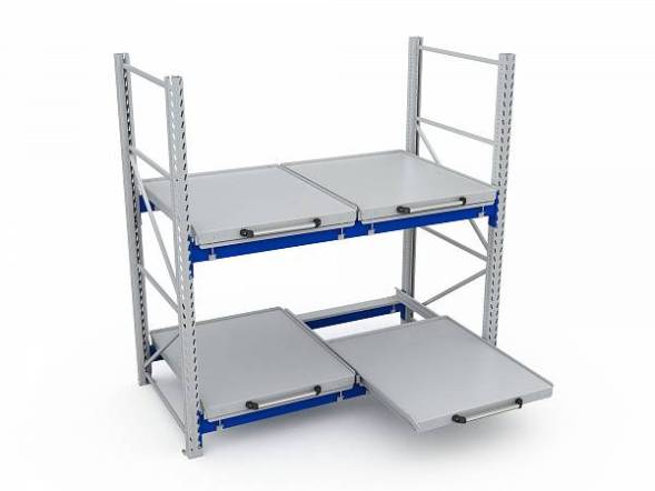 Стеллаж с выкатными платформами ДВК S-HEAVY 500 (2 яруса хранения)