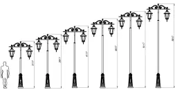 Фонарный столб Л-02-2 со светильниками 4,117 м