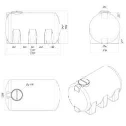 Емкость H 3000л под плотность до 1.5 г/см3 синяя