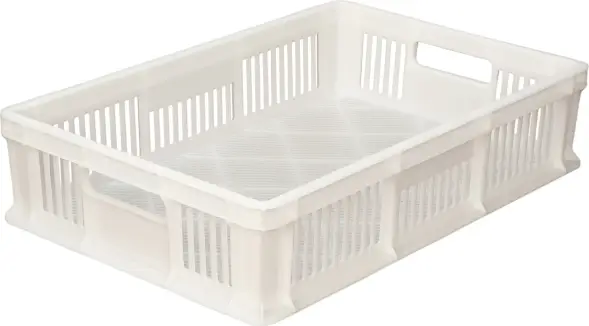 Ящик пластиковый перфорированный, 600x400x140 мм, 27 л, белый [705.01.01 м]