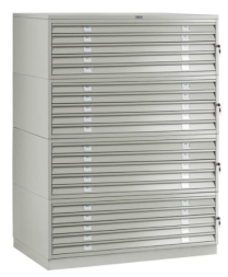 Шкаф металлический картотечный (картотека) для чертежей ПРАКТИК A1-20, А1, 20 ящиков, 1660x1010x691 мм
