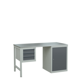 Верстак 1500 с подвесной тумбой и тумбой с полками [9531]