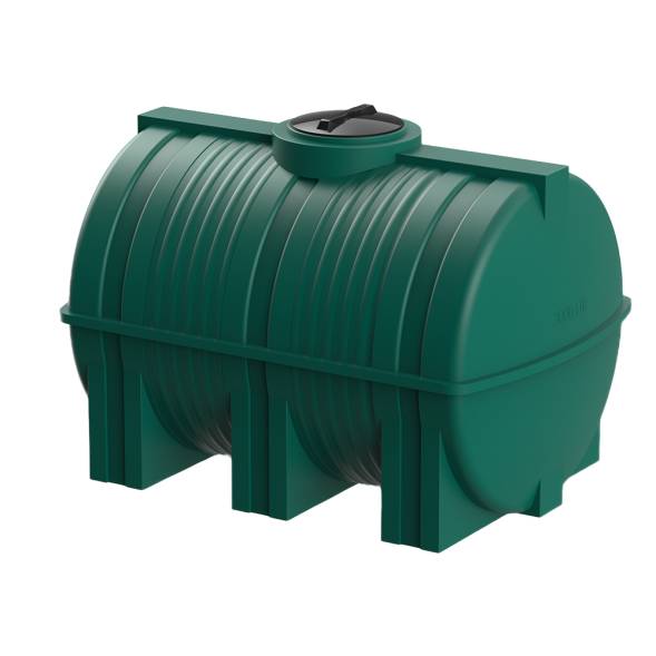 Емкость пластиковая горизонтальная для хранения воды и дизельного топлива, 3000 л, зеленый [TG3000S2]