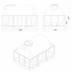 Емкость H 2000 л в обрешетке