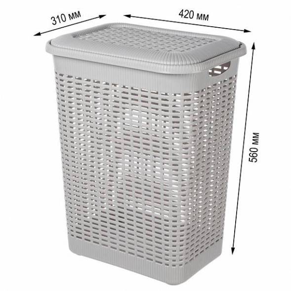 Корзина для белья 50л, светло-серый