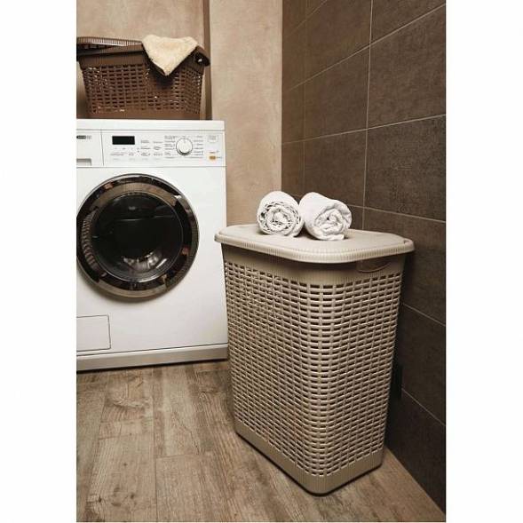 Корзина для белья 50л, светло-серый