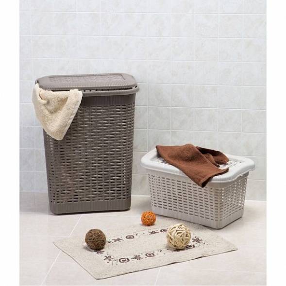 Корзина для белья 50л, светло-серый