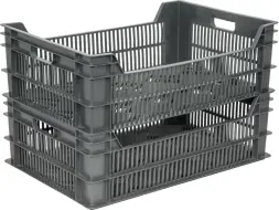 Ящик пластиковый перфорированный, 600x400x190 мм, 48 л, черный [106]