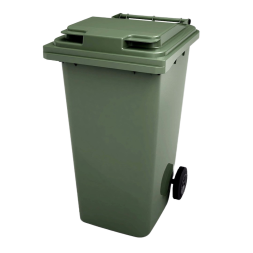 Мусорный контейнер пластиковый для ТБО/ТКО на колесах с крышкой, 240 л, зеленый
