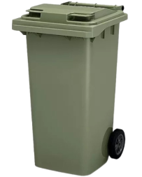 Мусорный контейнер пластиковый для ТБО/ТКО на колесах с крышкой, 240 л, зеленый
