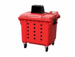 Контейнер пластиковый для мусора (ТБО/ТКО) перфорированный, 1100 л