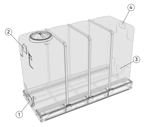 Емкость KR 4000л под плотность до 1.5 г/см3 белая в обрешетке (полный слив)