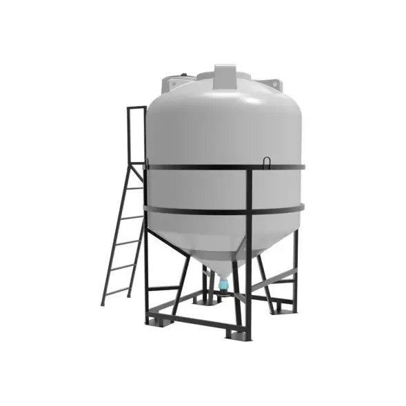 Емкость ЦКТ 5000 л с патрубком 90мм с фланцем белая в обрешетке с лестницей