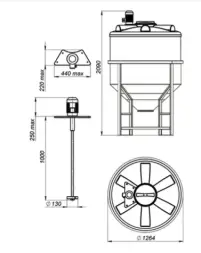 Емкость ФМ 1000 в обрешетке с турбинной мешалкой