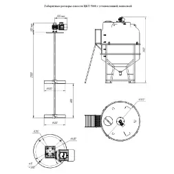 Емкость ЦКТ 5000 с патрубком 110 мм белый в обрешетке с лестницей с двухъярусной лопастной Ж-Ж мешалкой