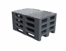 Паллет (поддон) пластиковый сплошной на 3-х полозьях, 1200х800х150 мм, серый [02.110F.91.PE]