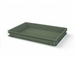 Ящик полимерный сплошной для полуфабрикатов, 600х400х75 мм, зеленый
