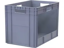 Ящик пластиковый сплошной с вырезом, 600x400x420 мм, серый [942.02.02.01 М В НСТ]