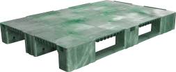 Паллет (поддон) пластиковый сплошной на 3-х полозьях, 1200x800х150 мм, зеленый [TR 1208-1]