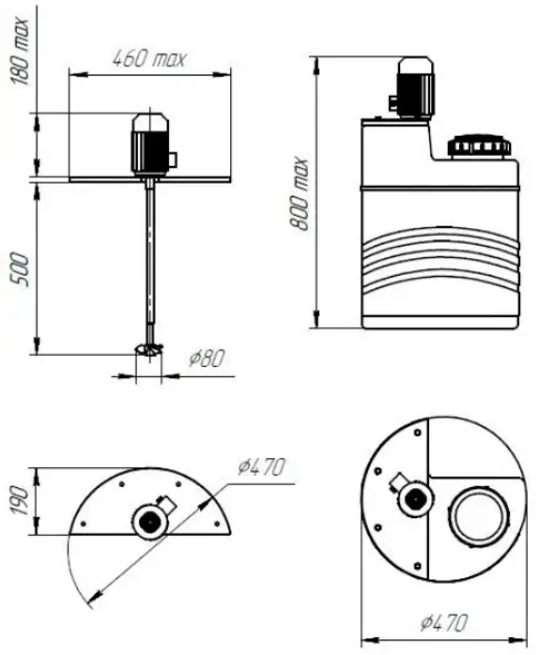 Емкость дозировочная 60 белая с пропеллерной пищевой мешалкой