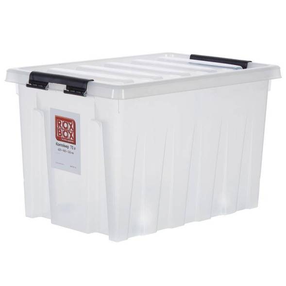 Контейнер с крышкой и клипсами Rox Box Original, 70 л, 580x390x360 мм, прозрачный [070-00.07]