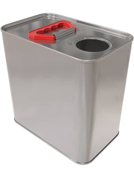 Канистра металлическая прямоугольная с пластиковой ручкой, 2.6 л, отверстие под берикап 42мм, серебристый [3775]