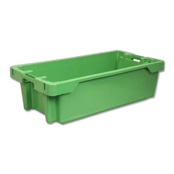 Ящик пластиковый с ручками для рыбы, 800х400х225 мм, сплошной, зелёный — купить по цене 1 260 руб. в Москве в интернет-магазине ALTARA
