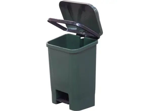 Контейнер для мусора пластиковый с педалью, крышкой и пакетодержателем, 30 л, зеленый [МКТ 30]