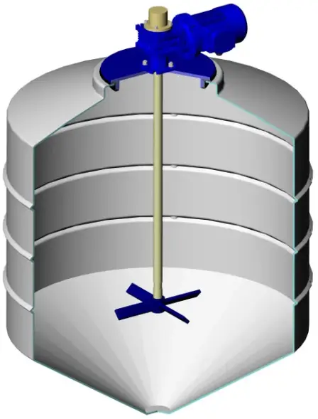 Емкость ФМ 500 в обрешетке N с пищевой лопастной мешалкой белая